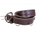 Ledergürtel mit Doppelschnalle und D-Ringen dunkelbraun Ledergürtel mit Doppelschnalle und D-Ringen dunkelbraun